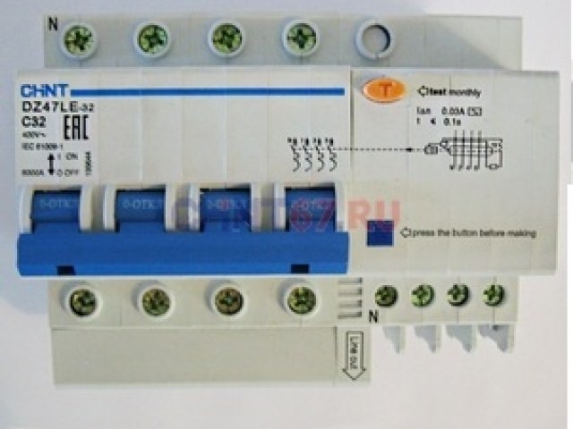 Rcbo CHINT DZ47LE 4P 40A 30mA